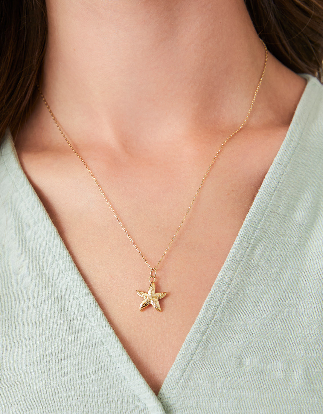 Spartina - Stainless Steel - 14K Gold Plated Starfish Necklace 18"