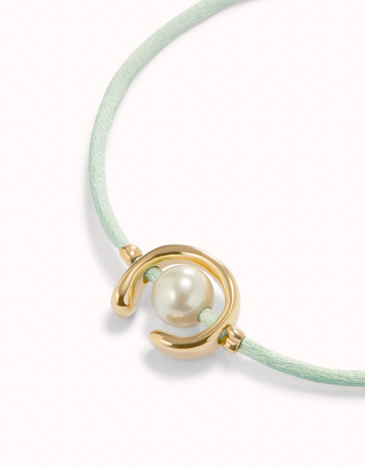 Uno de 50 - 18K Gold Plated Blue Green Thread Pearl Bracelet