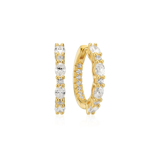 Sif Jakobs - Sterling Silver - 18K Gold Plated "Ellera Ovale Grande" Cubic Zirconia Hoop Earrings