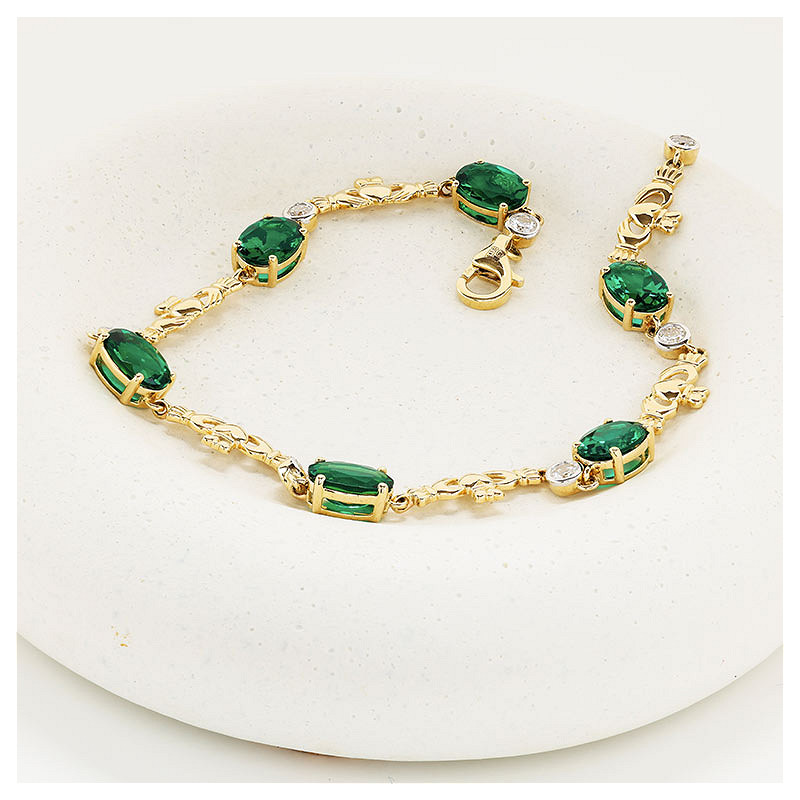 14kt Gold Lab Diamond and Emer