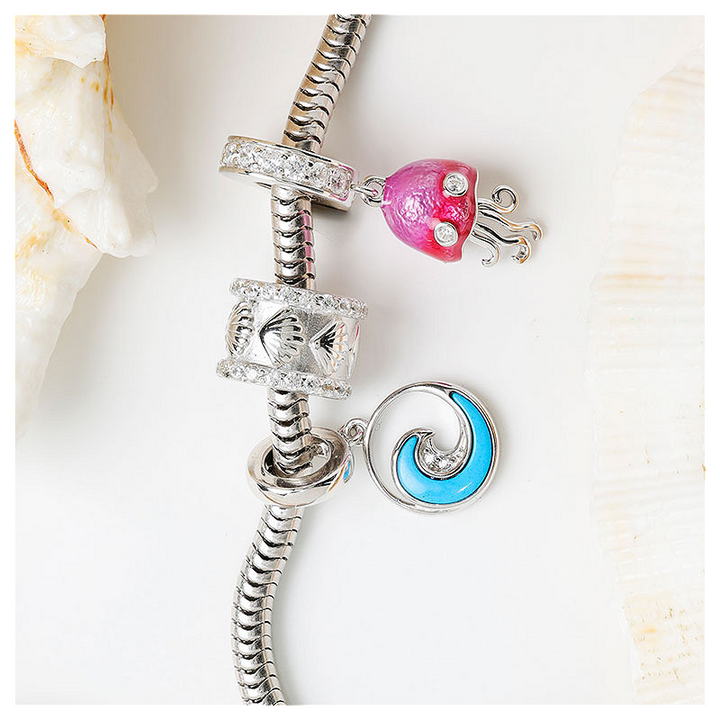 Ocean - Sterling Silver - Turquoise Wave Dangle Charm