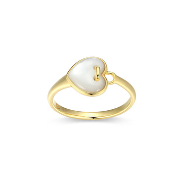SS GP MOP AMOUR HEART RING SZ