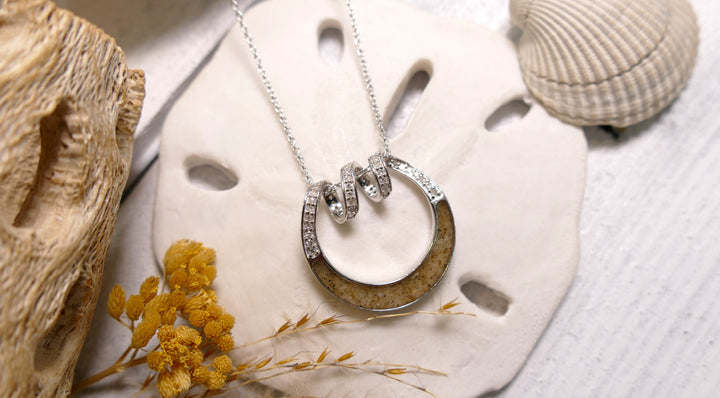 Dune - Sterling Silver - Silver Spindrift Natural Diamond Ocean City Beach Sand Statement Necklace