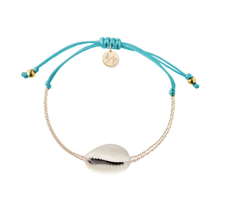 Adriana Pappas - - 14K Gold Filled - Turquoise Cord - Chain Shell Bracelet