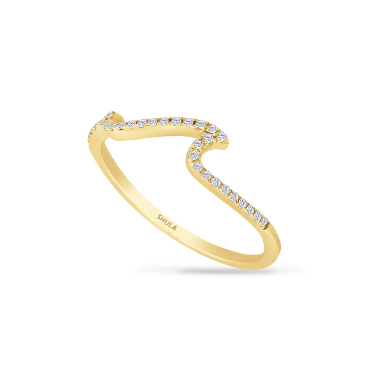 14k Yellow Gold 0.10ct. Natural Diamond Wave Ring