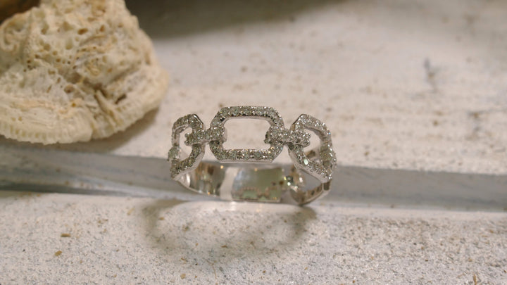 14K White Gold 0.48ct Natural Diamond Link Ring (Size 6.5)