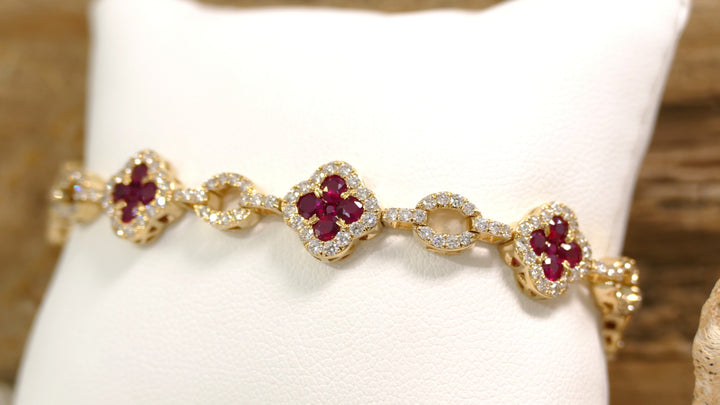 14k Yellow Gold Ruby Tennis Bracelet