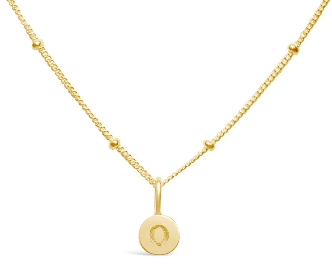 Stia Sterling Silver 14K Gold Plated Initial O 17" Disc Necklace