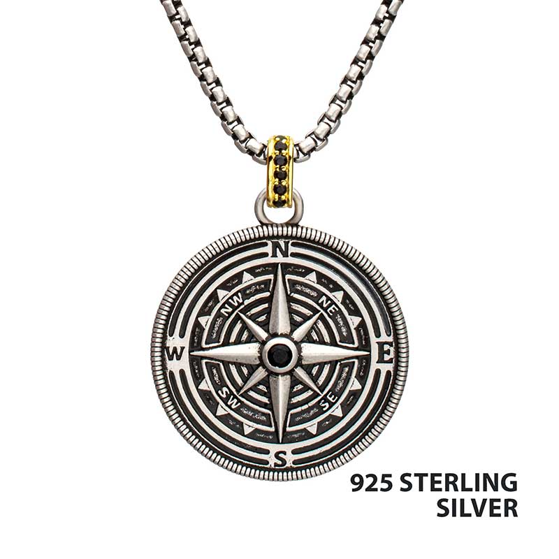 925 Sterling Silver Black Spin