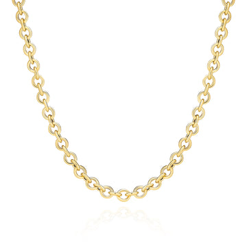 Sif Jakobs - Sterling Silver - 18K Gold Plated "Carrara" Chain Cubic Zirconia Necklace (45cm / 17.7")