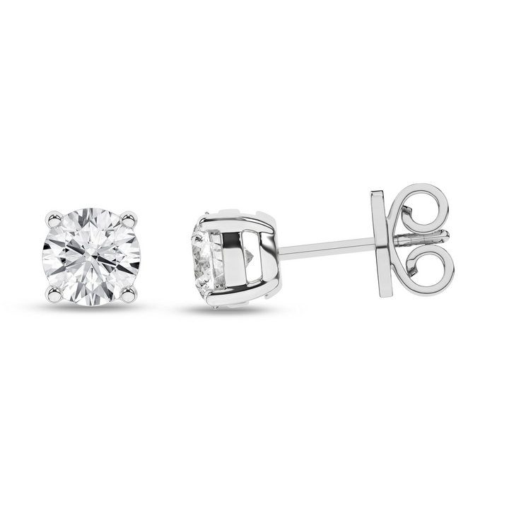 14k White Gold 1ctw Lab Grown Diamond Solitaire Stud Earrings