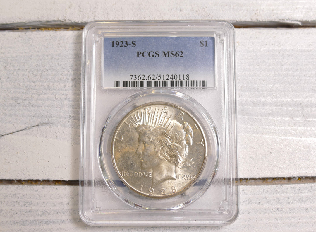 US 1923-S $1 PEACE DOLLAR MS62