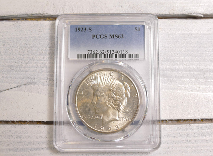 US 1923-S $1 PEACE DOLLAR MS62