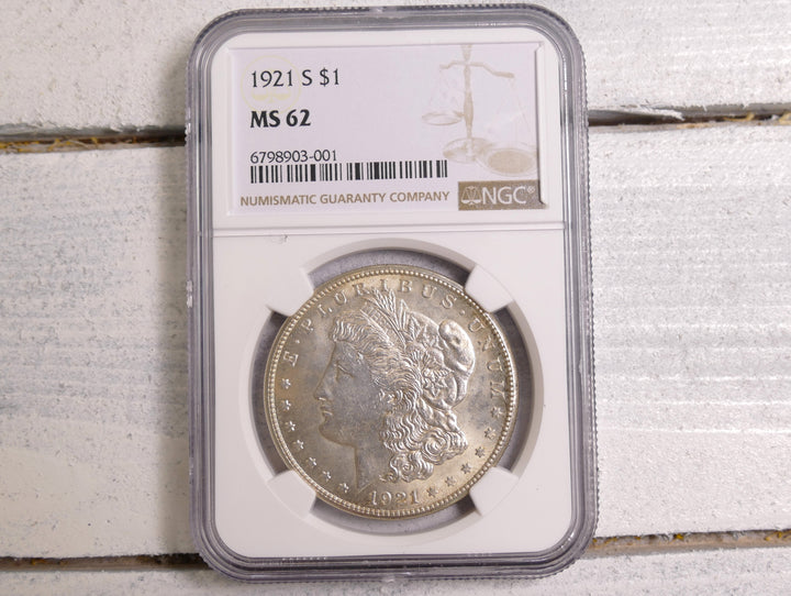 US 1921-S MORGAN DOLLAR MS62