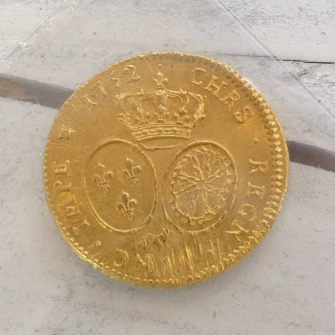 French 1752 2 gold louis d'or Bayonne mint