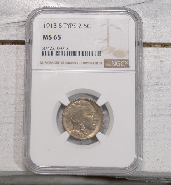 1913 S TYPE 2 BUFFALO NICKEL MS65