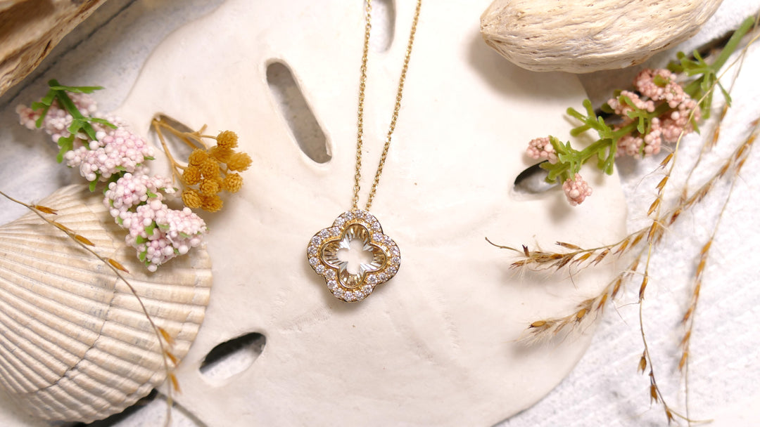 14k Two Tone Alhambra/Clover 1/4cttw Diamond Pendant