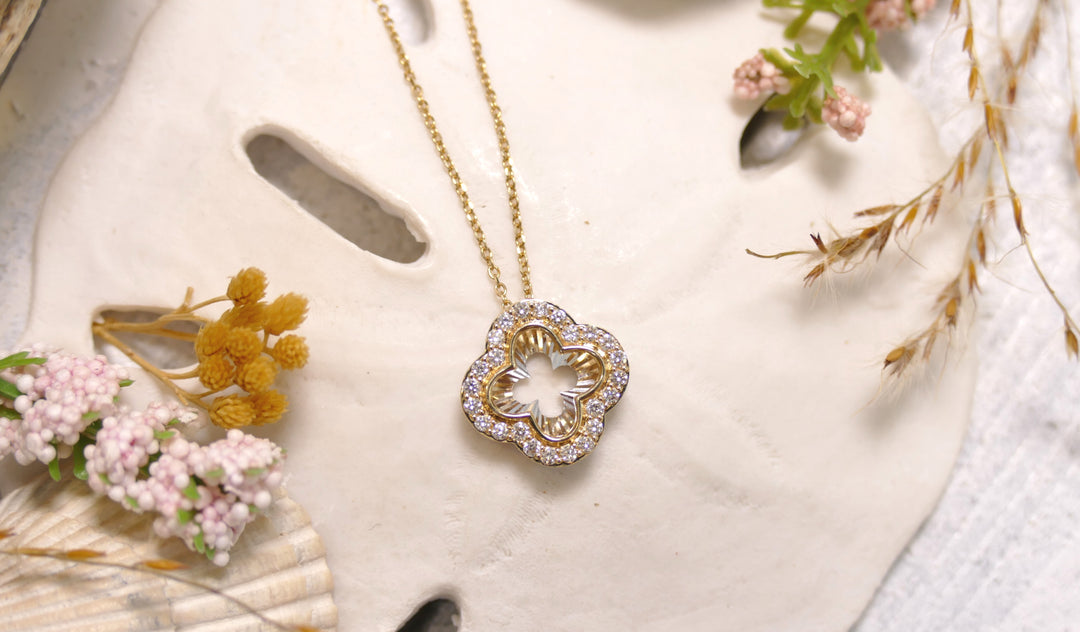 14k Two Tone Alhambra/Clover 1/4cttw Diamond Pendant