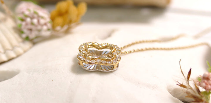 14k Two Tone Alhambra/Clover 1/4cttw Diamond Pendant