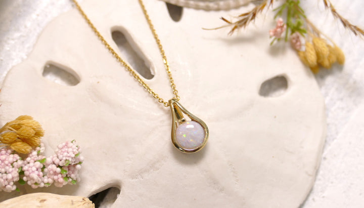 14k Yellow Gold .79ct Opal Round Pendant