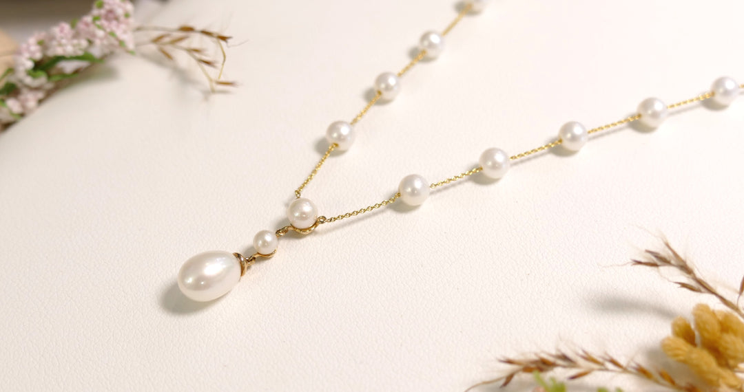 14k Yellow Gold Freshwater Pearl - Multi Pearl Drop - Necklace