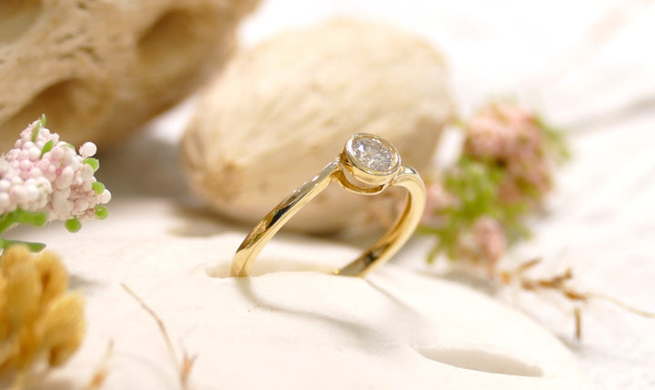 14K Yellow Gold Bezel 0.26ct Natural Diamond Ring