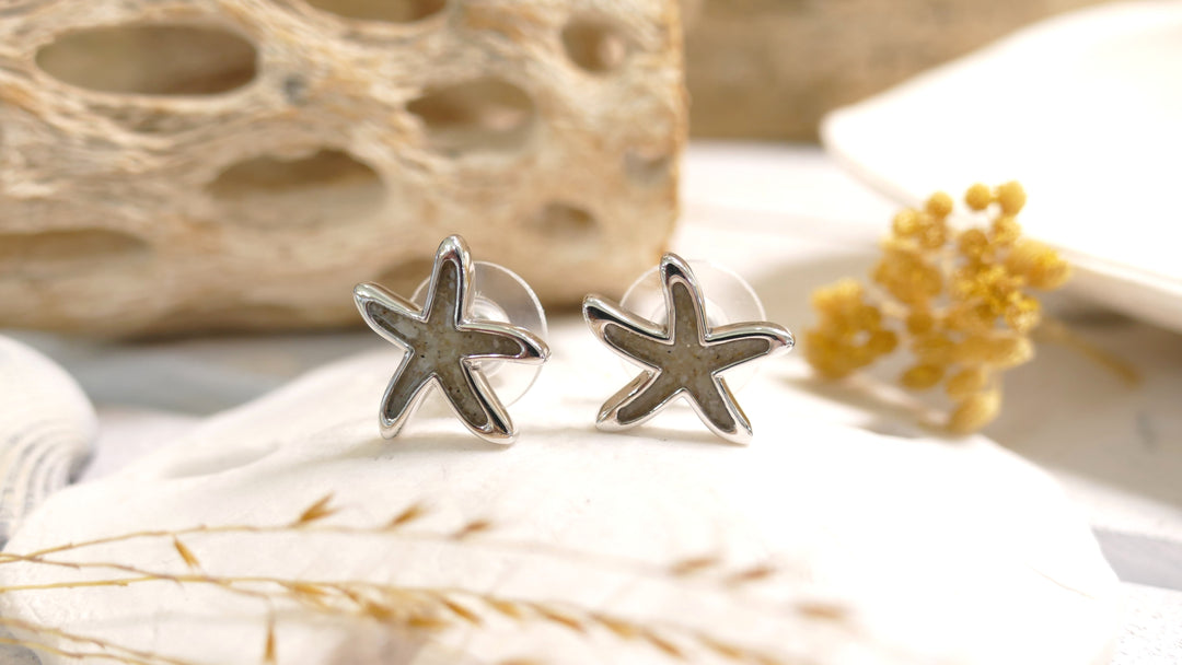 Dune - Sterling Silver - Silver OC Sand Starfish Stud Earrings