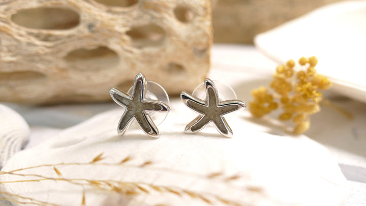 Dune - Sterling Silver - Silver OC Sand Starfish Stud Earrings