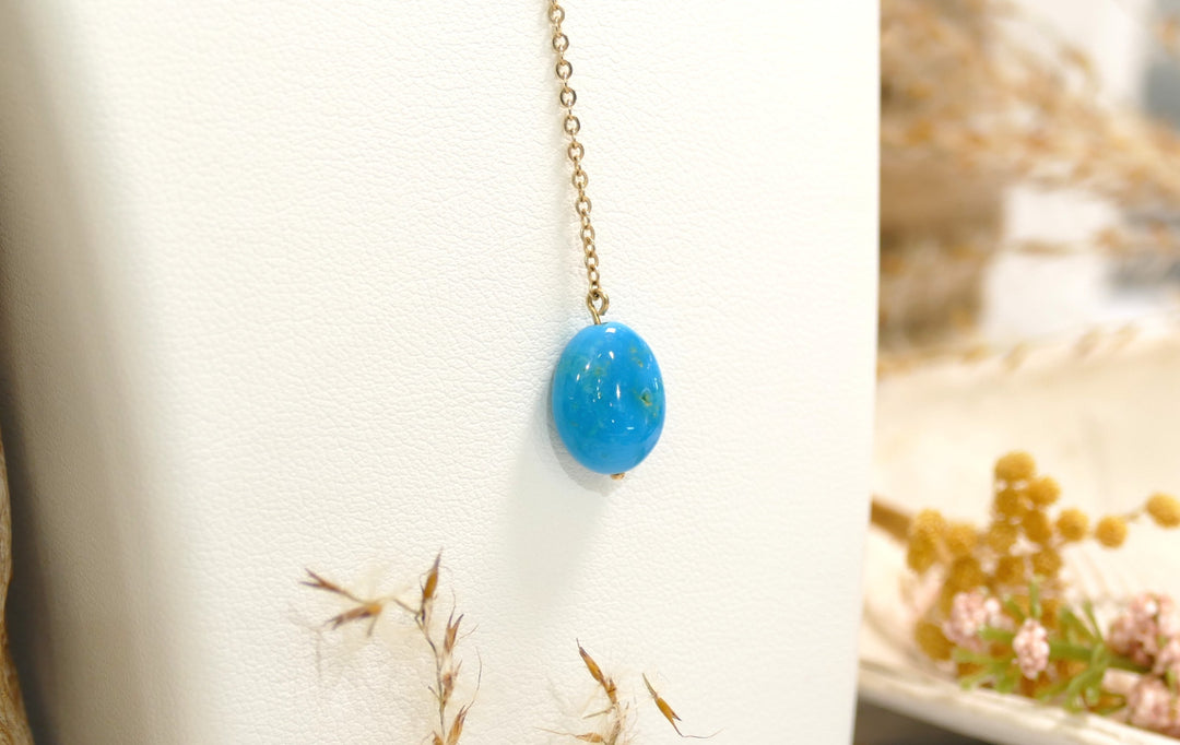 14k Yellow Gold Gold Ball Turq Necklace Lariat