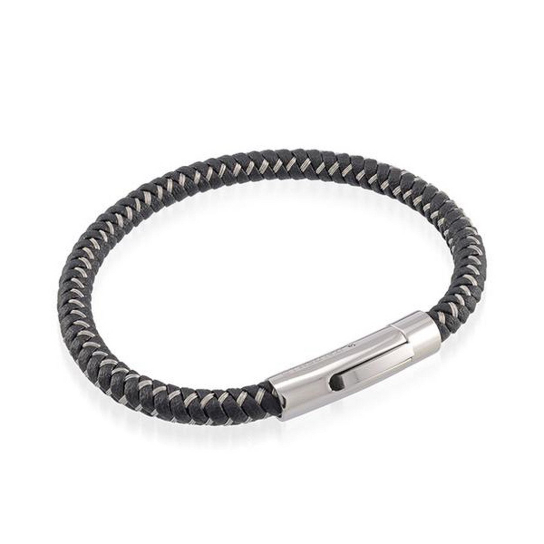 Italgem - S. Steel Black Leather Bracelet