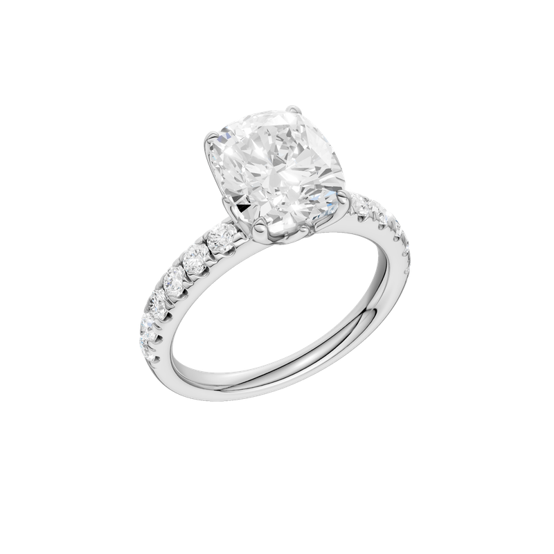 14k White Gold 3.00ct - 3.50ctw Lab Grown Diamond Cushion Ring