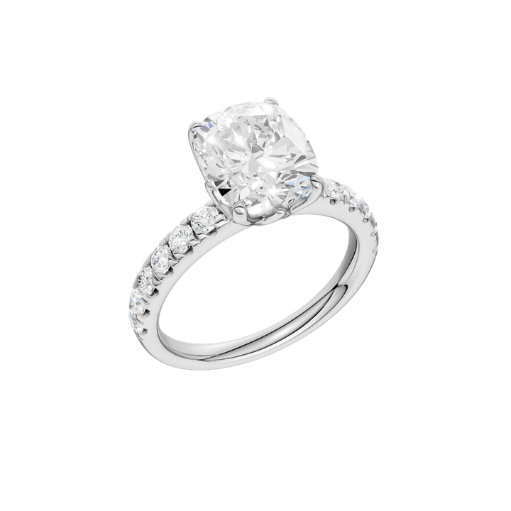 14k White Gold 3.00ct - 3.50ctw Lab Grown Diamond Cushion Ring