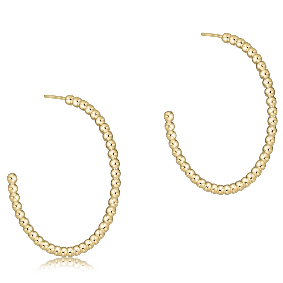 enewton - 14k gold-filled - Yellow Gold 3mm Beaded Classic Hoop Earrings 1.25"