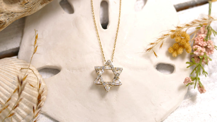 14k Yellow Gold Star Of David 0.15CT Diamond Pendant