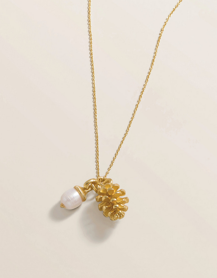 Spartina - - Gold Plated Pinecone Freshwater Pearl Necklace 17" + 2