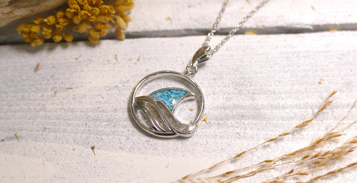 Dune - Sterling Silver - Shark Fin Turquoise Ocean City Beach Sand Necklace