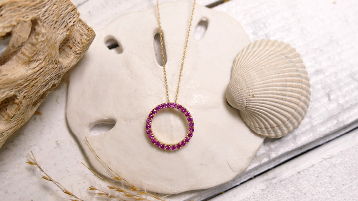 14k Yellow Gold 0.72ct Pink Sapphire Necklace