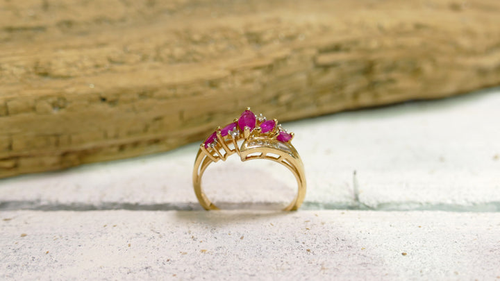 14k - Yellow Gold .09ct Marquise Ruby Ring (Size 7)