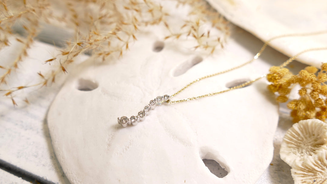 14k - Two Tone 10kw - Curved - .28 Natural Diamond Necklace