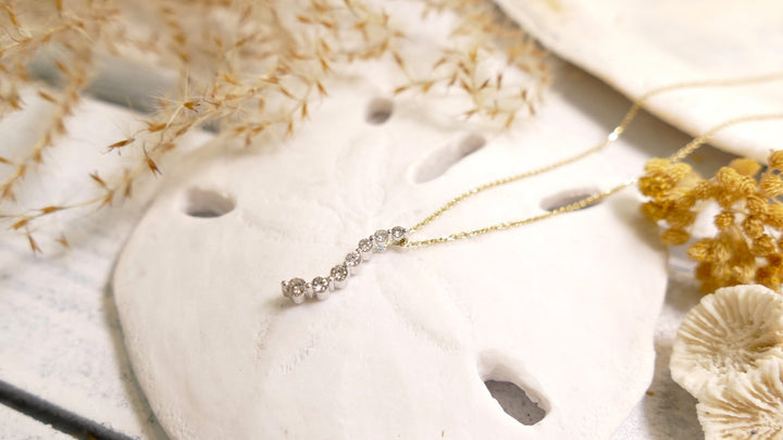 14k - Two Tone 10kw - Curved - .28 Natural Diamond Necklace