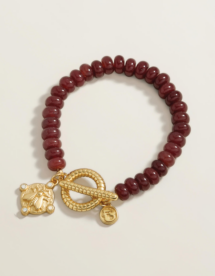 Spartina - - Gold Plated Bordeaux Toggle Bee Bead Bracelet