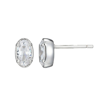 SS RHOD OVAL CZ STUDS SERENELL