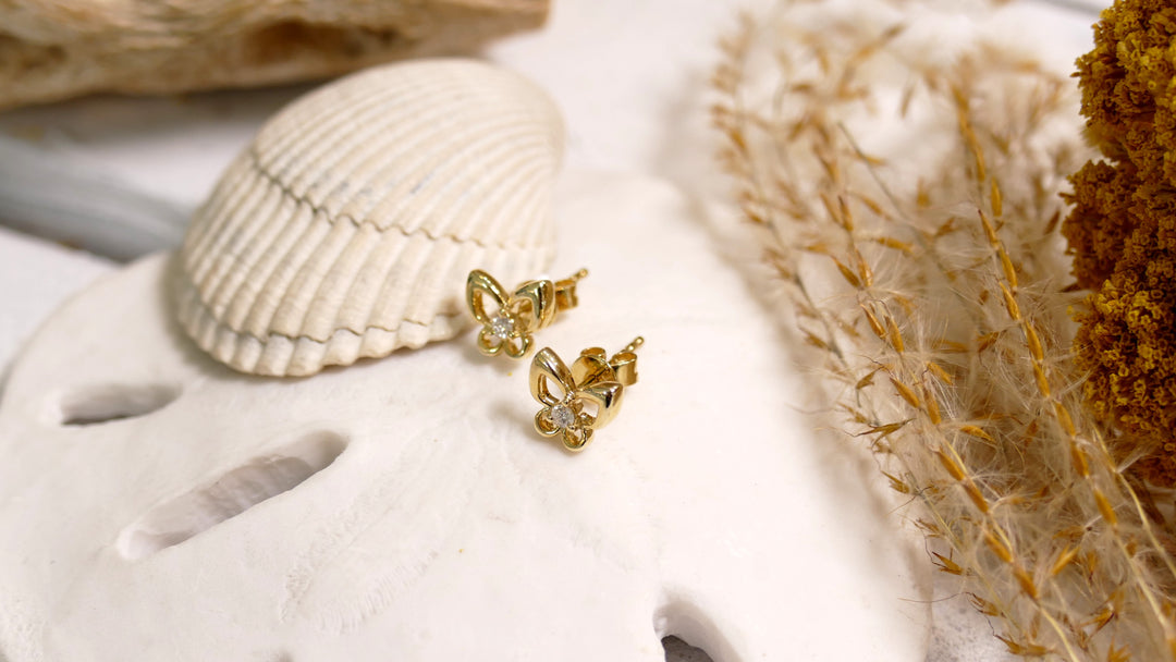 14k .07ct Diamonds Butterfly Stud Earrings