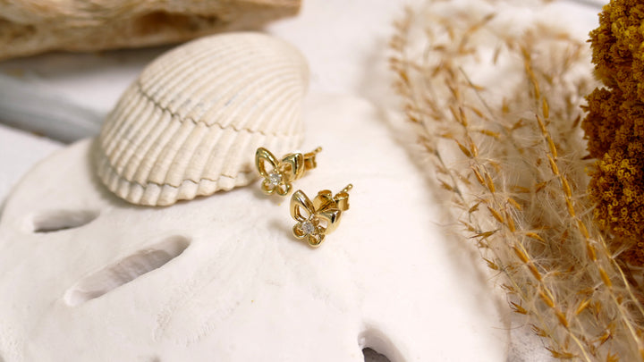 14k .07ct Diamonds Butterfly Stud Earrings