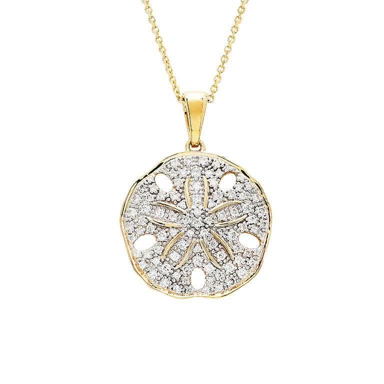 Ocean - 14k - Yellow Gold Lab Grown Diamond Sanddollar Necklace
