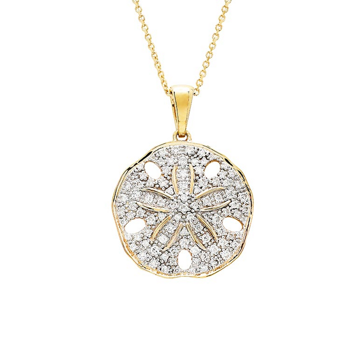 Ocean - 14k - Yellow Gold Lab Grown Diamond Sanddollar Necklace