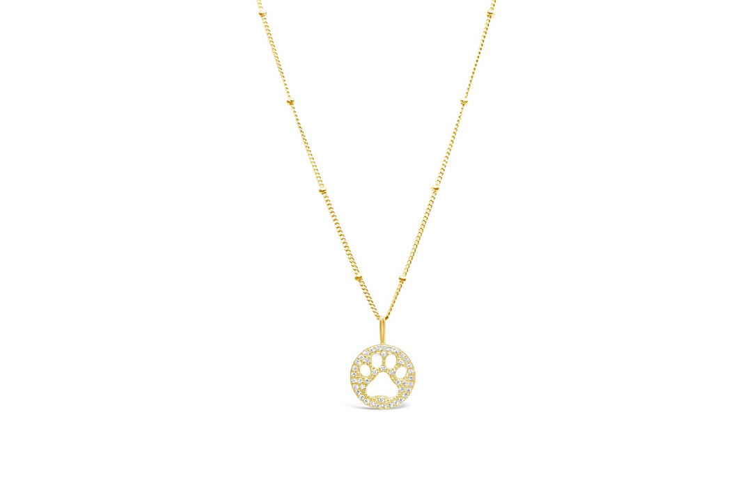 CHARM AND CHAIN, PAVE PAW NECK