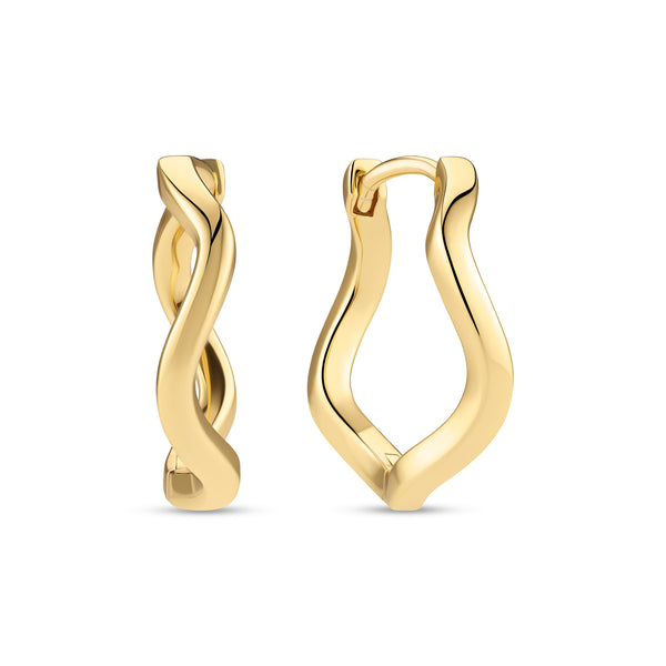 Sif Jakobs - Sterling Silver - Gold Plated "Ellera Waves Pianura Grande" Hoop Earrings