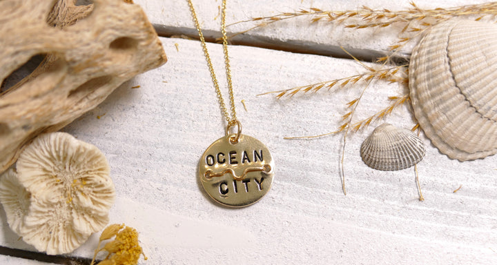 - 14K Gold Filled Mini Original OC Beach Badge Necklace