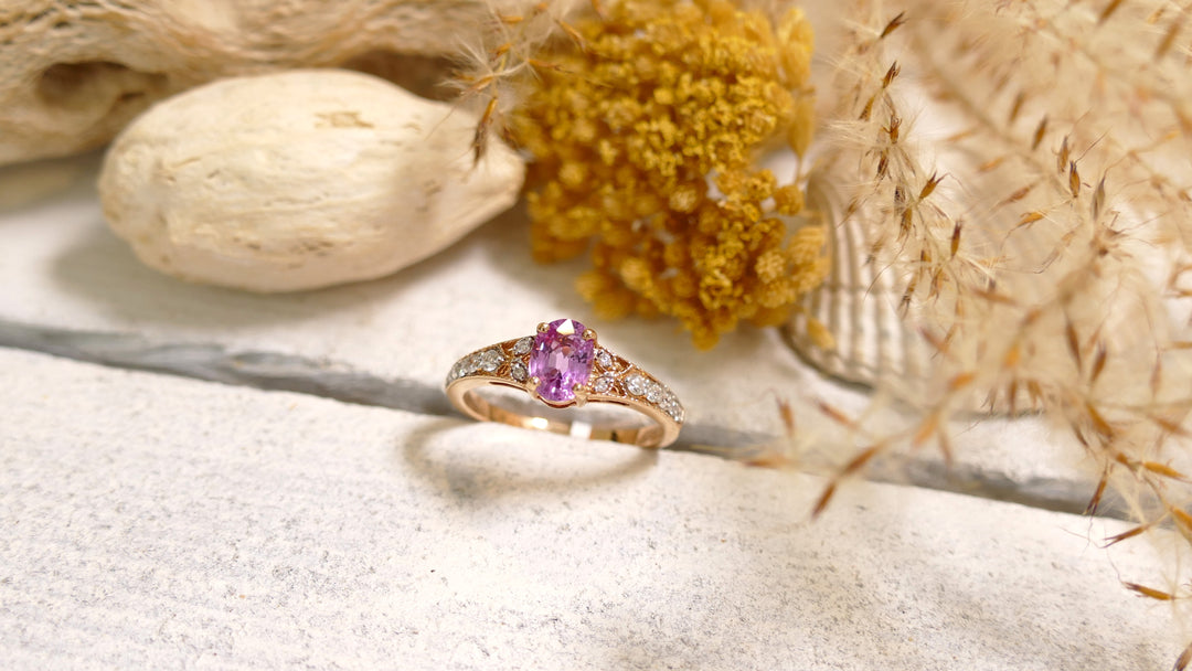 18k Rose Gold Pink Sapphire Ring (Size 7)